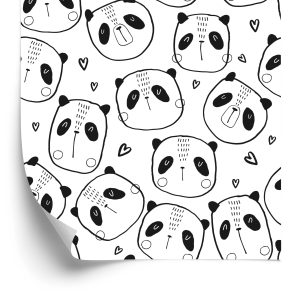 Papier Peint Pandas Avec Des Coeurs – Image 2