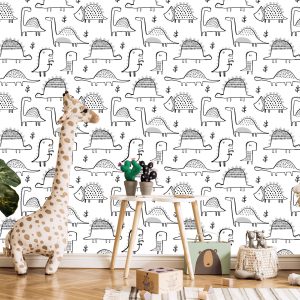 Papier Peint Pour La Chambre De Bébé Dinosaures Plantes Nature – Image 5