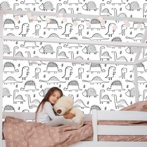 Papier Peint Pour La Chambre De Bébé Dinosaures Plantes Nature – Image 7