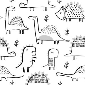 Papier Peint Pour La Chambre De Bébé Dinosaures Plantes Nature – Image 1