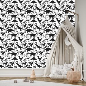 Papier Peint Feuilles De Dinosaures Pour La Chambre D'un Bébé – Image 3