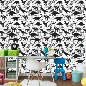 Papier Peint Feuilles De Dinosaures Pour La Chambre D'un Bébé – Image 4