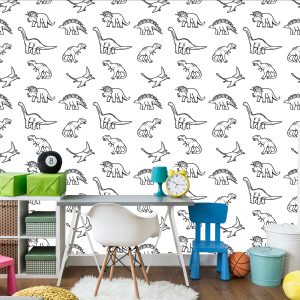 Papier Peint Pour Les Enfants Avec Des Animaux Dinosaures – Image 4