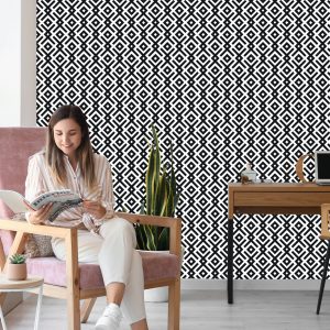 Papier Peint Motif Géométrique Noir Et Blanc – Image 7