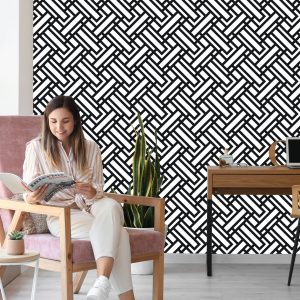 Papier Peint Motifs Géométriques Noirs Et Blancs – Image 7