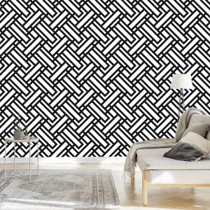 Papier Peint Motifs Géométriques Noirs Et Blancs – Image 3
