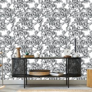 Papier Peint Fleurs Noires Et Blanches – Image 5