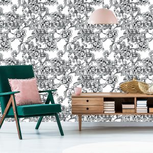 Papier Peint Fleurs Noires Et Blanches – Image 6