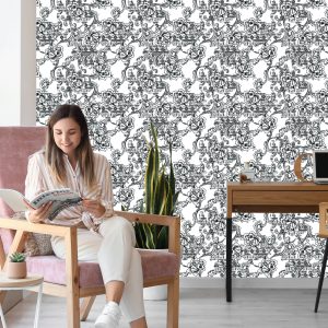 Papier Peint Fleurs Noires Et Blanches – Image 7