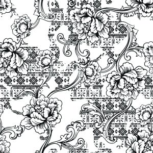 Papier Peint Fleurs Noires Et Blanches – Image 1