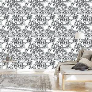 Papier Peint Fleurs Noires Et Blanches – Image 3