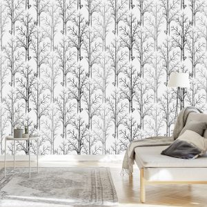 Papier Peint Arbres Délicats Dans Des Tons De Gris – Image 3