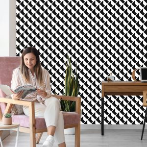 Papier Peint Motifs Géométriques Noirs Et Blancs – Image 7