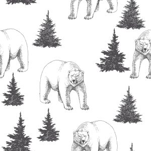 Papier Peint Ours Et Sapins De Noël – Image 1