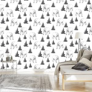 Papier Peint Ours Et Sapins De Noël – Image 3