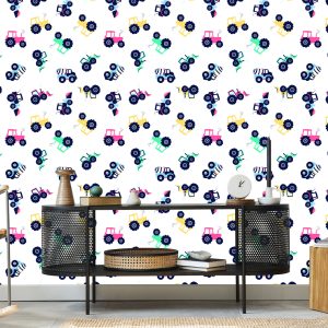 Papier Peint Pour Chambre De Bébé, Véhicules, Tracteurs, Excavatrices – Image 5