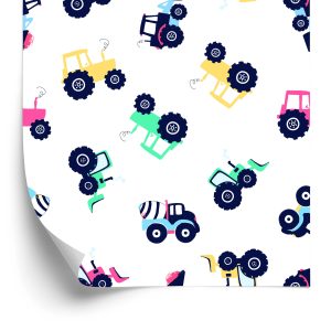 Papier Peint Pour Chambre De Bébé, Véhicules, Tracteurs, Excavatrices – Image 2