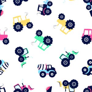 Papier Peint Pour Chambre De Bébé, Véhicules, Tracteurs, Excavatrices – Image 1