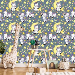Papier Peint Pour Une Fille Licornes Lune Étoiles – Image 5