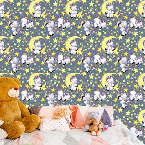 Papier Peint Pour Une Fille Licornes Lune Étoiles – Image 6