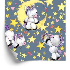 Papier Peint Pour Une Fille Licornes Lune Étoiles – Image 2