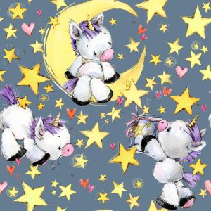 Papier Peint Pour Une Fille Licornes Lune Étoiles – Image 1