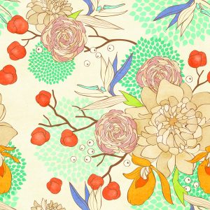 Papier Peint Fleurs Rétro – Image 1