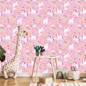 Papier Peint Pour Les Enfants - Licornes Colorées Magiques – Image 5