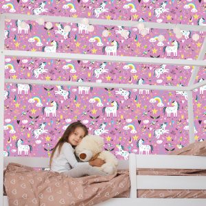 Papier Peint Les Licornes Nuages ​​À La Chambre Des Filles – Image 7