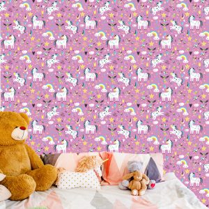Papier Peint Les Licornes Nuages ​​À La Chambre Des Filles – Image 6
