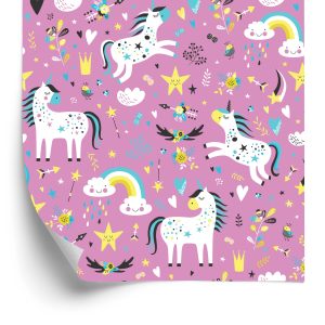 Papier Peint Les Licornes Nuages ​​À La Chambre Des Filles – Image 2