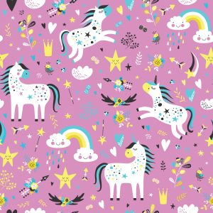 Papier Peint Les Licornes Nuages ​​À La Chambre Des Filles – Image 1