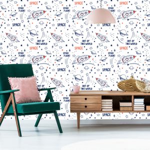 Papier Peint Space Rocket Stars Pour Chambre D'enfant – Image 6