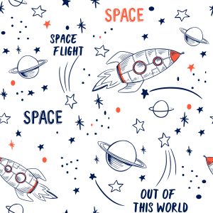 Papier Peint Space Rocket Stars Pour Chambre D'enfant – Image 1