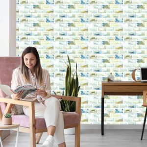 Papier Peint Briques Colorées - Aquarelle – Image 7