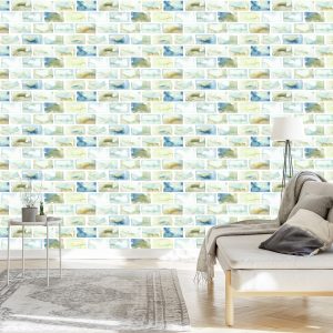 Papier Peint Briques Colorées - Aquarelle – Image 3