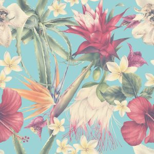 Papier Peint Plantes Tropicales Aux Pastels – Image 1
