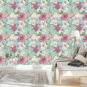 Papier Peint Plantes Tropicales Aux Pastels – Image 3