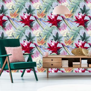Papier Peint Fleurs Aquarelles Tropicales – Image 6