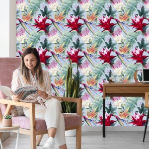 Papier Peint Fleurs Aquarelles Tropicales – Image 7