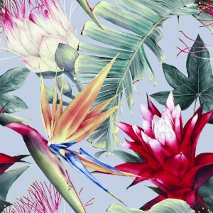 Papier Peint Fleurs Aquarelles Tropicales – Image 1