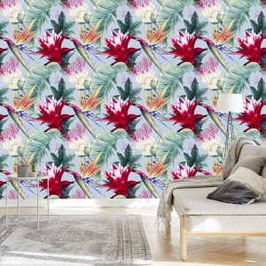 Papier Peint Fleurs Aquarelles Tropicales – Image 3