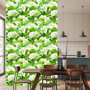 Papier Peint Fleurs D'orchidées Vertes De La Nature Pour Le Salon – Image 4