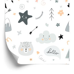 Papier Peint Pour Les Enfants, Étoiles, Nuages, Style Scandinave – Image 2