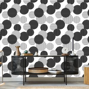 Papier Peint Grands Pois Rayés Noirs Et Blancs – Image 5