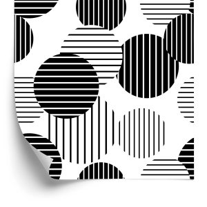 Papier Peint Grands Pois Rayés Noirs Et Blancs – Image 2