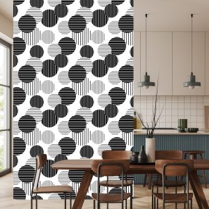 Papier Peint Grands Pois Rayés Noirs Et Blancs – Image 4