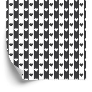 Papier Peint Rayures Et Coeurs Noirs Et Blancs – Image 2