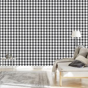 Papier Peint Rayures Et Coeurs Noirs Et Blancs – Image 3