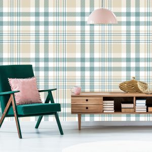 Papier Peint Plaid Géométrique Chambre Salon – Image 6
